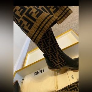 FENDI
Textile over the knee boots in print
